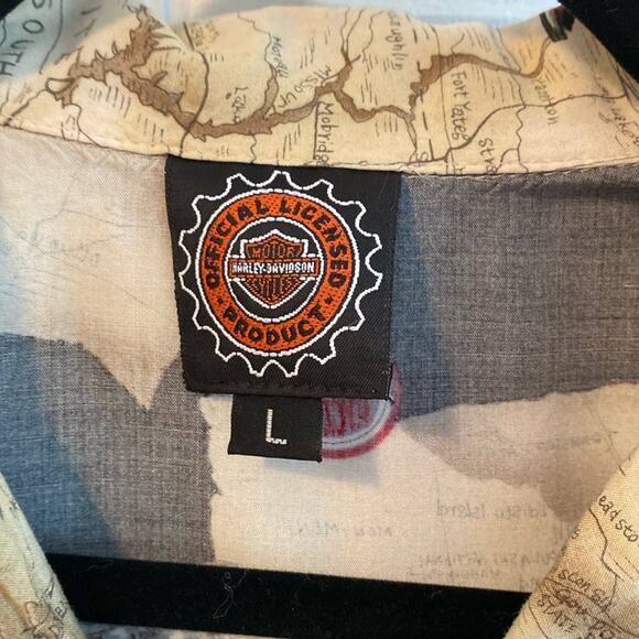 Harley Davidson women’s L map sleeveless cropped button down shirt - Picture 2 of 6